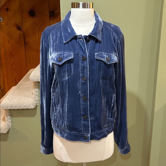 Sundance Wren Rayon/Silk Blue Velvet Jacket Medium - Picture 2 of 11